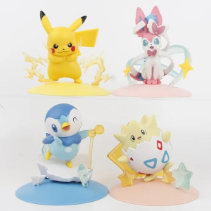 Figuras de Pokémon medianas con bases decoradas