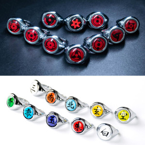 Anillo de cosplay de anime Naruto, estilo Syaringan de la familia Uchiha, accesorios de cosplay