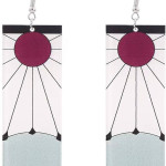 Aretes de anime para cosplay, bisuteria, acrílico Demon Slayer Tanjiro, Hanafuda