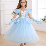 Vestido de Princesa Cenicienta para Niña Disfraz de Tul con Accesorios para Fiesta de Cumpleaños de Carnaval de Halloween