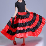 Falda española, color rojo y negro, para el vientre gitano, para baile de ballet de México Flamenco Culturas