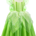 Disfraz de princesa de hadas para niños y niñas, con tirantes delgados, vestido largo verde con alas de mariposa, traje