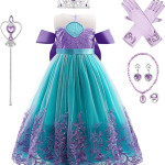 Vestido de Sirenita Princesa Lentejuelas, Ariela, vestido cumpleaños