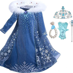 Disfraz de Elsa para niñas Frozen 2 copos de nieve, disfraz de princesa de aventura, disfraces de Navidad para niños