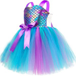 Faldas de tutú de sirena para niñas pequeñas, vestido de fiesta de cumpleaños, disfraz de sirena con diadema