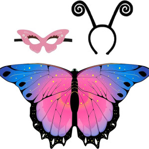 Disfraz de alas de mariposa de hadas arcoíris para niños y niñas