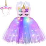 Disfraz Vestidos de Tul para niñas, Princesa, Unicornio, tutú de Ballet, Flores, Arco Iris