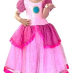 Vestido de Peach para niña con lentejuelas, Mario Bros, cosplay, hallowen, disfraz