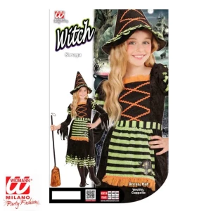Disfraz Bruja Naranja y Verde Infantil Halloween