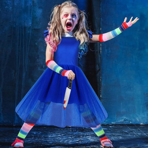 Disfraz Chuky, muñeca de terror para niños, disfraz de Halloween de película de miedo, pesadilla, muñeca asesina, cosplay con accesorios