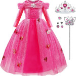 Disfraz de princesa para niñas, de manga larga, disfraz de fiesta de Halloween Princesa Aurora