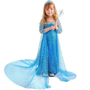 Vestido De Elsa Frozen Disfraz Para niña Traje Cosplay De Princesa