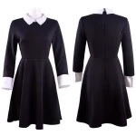 Wednesday Addams - Disfraz de Halloween para niñas, Merlina negro