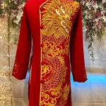 Ao Dai rojo oscuro para hombres, vestido largo tradicional vietnamita pintado a mano para hombres, culturas, halloween