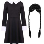 Wednesday Addams - Disfraz de Halloween para niñas, Merlina negro