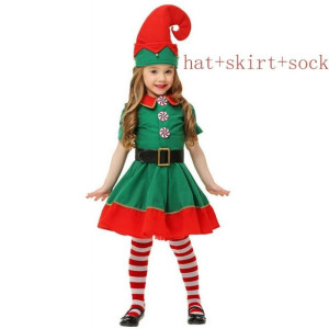 Vestido de duende para niñas, disfraz, navidad, elfo, cuento