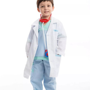 Bata de doctor con estetoscopio para niños, profesiones, disfraz, Halloween