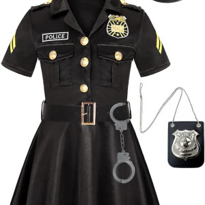 Vestido de policía para niña, disfraz, halloween, profesiones