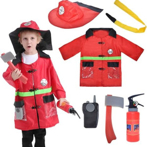 Disfraz de bombero con herramientas para niños, disfraz de bombero de simulación