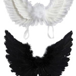 Alas Blancas  y Negras para Disfraz de Ángel de Mujer - Disfraz de Halloween de Alas de Ángel - Accesorios de Disfraz de Ángel