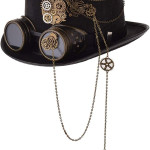 Unisex Gothic Steampunk Top Hats Sombrero Gotico Victoriano Con Gafas Anteojos