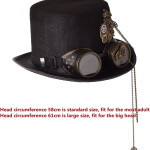 Unisex Gothic Steampunk Top Hats Sombrero Gotico Victoriano Con Gafas Anteojos