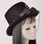 Unisex Gothic Steampunk Top Hats Sombrero Gotico Victoriano Con Gafas Anteojos