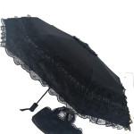 Sombrilla con decoración de encaje, accesorio para un evento de duelo victoriano, fiesta de Halloween con una bolsa de mano de encaje