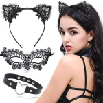 Set de accesorios de gato de encaje, animales, disfraz, Halloween