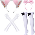 Elibelle Japanese Anime sissy maid dress Cosplay Sweet Classic Lolita Fancy Rosado Apron with socks gloves set