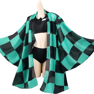 Traje de baño tanjiro para mujer Demon Slayer Tanjiro Bikini Anime verano Kimetsu no Yaiba Cosplay