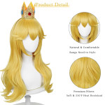 Peluca rubia ondulada de princesa, Princesa Peach de Mario Bross