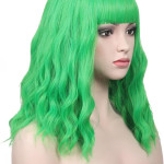 Peluca verde corta con ondulaciones, disfraz, cosplay, Halloween