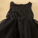 Vestido De Princesa Sin Mangas De Malla De Lentejuelas Elegantes Para Niñas Bebés Ropa Para Fiesta