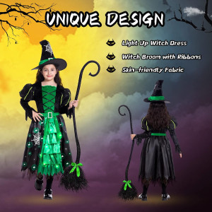 Disfraz de Bruja Para Niña con Luces Halloween