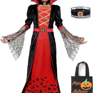 Vestido Vampiro Encaje Niña Disfraz Halloween