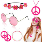 Traje Hippie chaleco, accesorios, disfraz, adulto, halloween