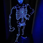 Disfraz de esqueleto LED de Halloween, disfraz iluminado, disfraz de cosplay brillante, traje de robot de fibra óptica