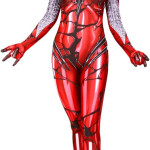 Trajes de cosplay para Halloween, disfraz de elastano, cuerpo rojo, Zentai para mujer, venom