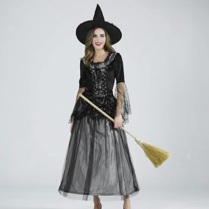 Disfraz de Halloween para mujer, vestido de fiesta retro, gótico, punk Bruja