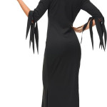 Disfraz de Morticia de Halloween para mujer, vestido largo ajustado con cuello en V