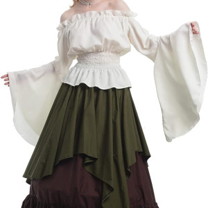 Disfraz renacentista para mujer, vestido medieval campesino,  duende, Halloween