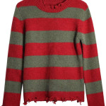 Nightmare On Elm Street Freddy Krueger - Suéter de punto de rayas rojas verdes para Halloween Cosplay adulto