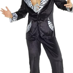 Trajes de los 70 para hombre, Disfraz de proxeneta de los 70 Discoteca Pimp Daddy Halloween