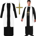 Disfraz de sacerdote, halloween, padre, adulto, cruz