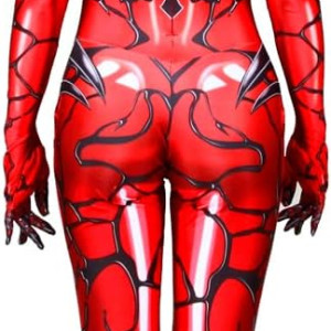 Trajes de cosplay para Halloween, disfraz de elastano, cuerpo rojo, Zentai para mujer, venom