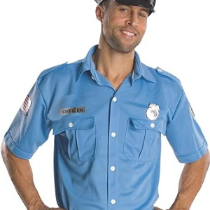 Camisa de policía para hombre, disfraz, halloween, profesiones