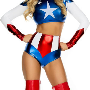 Disfraz Capitan America Para Mujer Sexy Traje Halloween