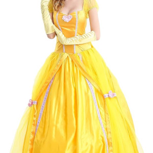 Disfraz de princesa Bella para mujer, bella y la vestia, cuentos, vestido de gala de princesa Belle, disfraz de Halloween para adulto