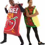 Disfraz taco picante y salsa picante. Trajes de comida divertidos